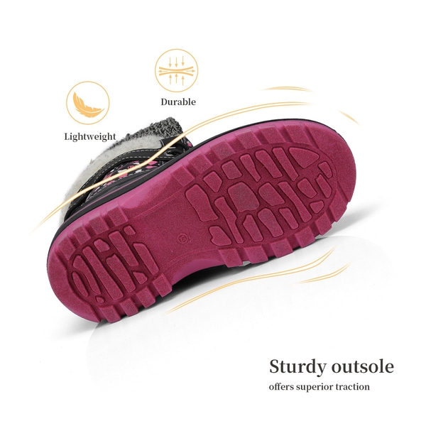 Insulated Snow Kids Waterproof Boots - GREY FUCHSIA - 4